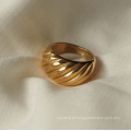 Moda personalizada 18 K Rings de ouro listras em espiral jóias de ouro jóias de aço inoxidável